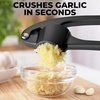 image:imageZulay Kitchen Premium Garlic Press Set  Rust Proof Professional Garlic Mincer Tool  EasySqueeze EasyClean with Soft Ergonomic Handle  Silicone Garlic Peeler amp Brush SilverStandard Dark Gray