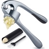 image:imageZulay Kitchen Premium Garlic Press Set  Rust Proof Professional Garlic Mincer Tool  EasySqueeze EasyClean with Soft Ergonomic Handle  Silicone Garlic Peeler amp Brush SilverStandard Slate