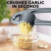 image:imageZulay Kitchen Premium Garlic Press Set  Rust Proof Professional Garlic Mincer Tool  EasySqueeze EasyClean with Soft Ergonomic Handle  Silicone Garlic Peeler amp Brush SilverStandard Slate
