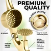 image:imageZulay Kitchen Premium Garlic Press Set  Rust Proof Professional Garlic Mincer Tool  EasySqueeze EasyClean with Soft Ergonomic Handle  Silicone Garlic Peeler amp Brush SilverStandard Gold
