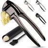image:imageZulay Kitchen Premium Garlic Press Set  Rust Proof Professional Garlic Mincer Tool  EasySqueeze EasyClean with Soft Ergonomic Handle  Silicone Garlic Peeler amp Brush SilverPremium Dark Gray