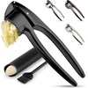 image:imageZulay Kitchen Premium Garlic Press Set  Rust Proof Professional Garlic Mincer Tool  EasySqueeze EasyClean with Soft Ergonomic Handle  Silicone Garlic Peeler amp Brush SilverPremium Black
