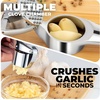 image:imageZulay Kitchen Premium Garlic Press Set  Rust Proof Professional Garlic Mincer Tool  EasySqueeze EasyClean with Soft Ergonomic Handle  Silicone Garlic Peeler amp Brush SilverPremium Chrome