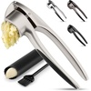 image:imageZulay Kitchen Premium Garlic Press Set  Rust Proof Professional Garlic Mincer Tool  EasySqueeze EasyClean with Soft Ergonomic Handle  Silicone Garlic Peeler amp Brush SilverPremium Imperial Silver