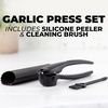 image:imageZulay Kitchen Premium Garlic Press Set  Rust Proof Professional Garlic Mincer Tool  EasySqueeze EasyClean with Soft Ergonomic Handle  Silicone Garlic Peeler amp Brush SilverPremium Black