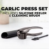image:imageZulay Kitchen Premium Garlic Press Set  Rust Proof Professional Garlic Mincer Tool  EasySqueeze EasyClean with Soft Ergonomic Handle  Silicone Garlic Peeler amp Brush SilverPremium Dark Gray