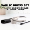 image:imageZulay Kitchen Premium Garlic Press Set  Rust Proof Professional Garlic Mincer Tool  EasySqueeze EasyClean with Soft Ergonomic Handle  Silicone Garlic Peeler amp Brush SilverPremium Imperial Silver