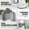 image:imageZulay Kitchen Rotary Cheese Grater 5 Blade Cheese Shredder  Manual Hand Crank Cheese Grater With Reinforced Suction amp 5 Interchangeable Drums  Easy to Use Vegetable Chopper Round Mandoline SlicerGray and White
