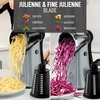image:imageZulay Kitchen Rotary Cheese Grater 5 Blade Cheese Shredder  Manual Hand Crank Cheese Grater With Reinforced Suction amp 5 Interchangeable Drums  Easy to Use Vegetable Chopper Round Mandoline SlicerGray and Black