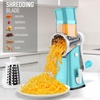image:imageZulay Kitchen Rotary Cheese Grater 5 Blade Cheese Shredder  Manual Hand Crank Cheese Grater With Reinforced Suction amp 5 Interchangeable Drums  Easy to Use Vegetable Chopper Round Mandoline SlicerWhite and Light Blue