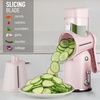 image:imageZulay Kitchen Rotary Cheese Grater 5 Blade Cheese Shredder  Manual Hand Crank Cheese Grater With Reinforced Suction amp 5 Interchangeable Drums  Easy to Use Vegetable Chopper Round Mandoline SlicerClassic  Pink
