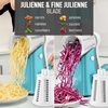 image:imageZulay Kitchen Rotary Cheese Grater 5 Blade Cheese Shredder  Manual Hand Crank Cheese Grater With Reinforced Suction amp 5 Interchangeable Drums  Easy to Use Vegetable Chopper Round Mandoline SlicerWhite and Light Blue