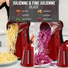 image:imageZulay Kitchen Rotary Cheese Grater 5 Blade Cheese Shredder  Manual Hand Crank Cheese Grater With Reinforced Suction amp 5 Interchangeable Drums  Easy to Use Vegetable Chopper Round Mandoline SlicerMaroon