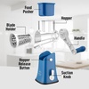 image:imageZulay Kitchen Rotary Cheese Grater 5 Blade Cheese Shredder  Manual Hand Crank Cheese Grater With Reinforced Suction amp 5 Interchangeable Drums  Easy to Use Vegetable Chopper Round Mandoline SlicerWhite and Blue