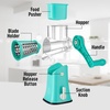 image:imageZulay Kitchen Rotary Cheese Grater 5 Blade Cheese Shredder  Manual Hand Crank Cheese Grater With Reinforced Suction amp 5 Interchangeable Drums  Easy to Use Vegetable Chopper Round Mandoline SlicerTeal
