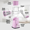 image:imageZulay Kitchen Rotary Cheese Grater 5 Blade Cheese Shredder  Manual Hand Crank Cheese Grater With Reinforced Suction amp 5 Interchangeable Drums  Easy to Use Vegetable Chopper Round Mandoline SlicerPink and White
