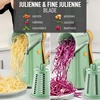 image:imageZulay Kitchen Rotary Cheese Grater 5 Blade Cheese Shredder  Manual Hand Crank Cheese Grater With Reinforced Suction amp 5 Interchangeable Drums  Easy to Use Vegetable Chopper Round Mandoline SlicerSea Foam  Gold