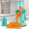 image:imageZulay Kitchen Rotary Cheese Grater 5 Blade Cheese Shredder  Manual Hand Crank Cheese Grater With Reinforced Suction amp 5 Interchangeable Drums  Easy to Use Vegetable Chopper Round Mandoline SlicerTeal