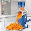 image:imageZulay Kitchen Rotary Cheese Grater 5 Blade Cheese Shredder  Manual Hand Crank Cheese Grater With Reinforced Suction amp 5 Interchangeable Drums  Easy to Use Vegetable Chopper Round Mandoline SlicerWhite and Blue
