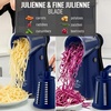 image:imageZulay Kitchen Rotary Cheese Grater 5 Blade Cheese Shredder  Manual Hand Crank Cheese Grater With Reinforced Suction amp 5 Interchangeable Drums  Easy to Use Vegetable Chopper Round Mandoline SlicerSapphire