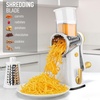 image:imageZulay Kitchen Rotary Cheese Grater 5 Blade Cheese Shredder  Manual Hand Crank Cheese Grater With Reinforced Suction amp 5 Interchangeable Drums  Easy to Use Vegetable Chopper Round Mandoline SlicerWhite  Gold