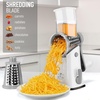 image:imageZulay Kitchen Rotary Cheese Grater 5 Blade Cheese Shredder  Manual Hand Crank Cheese Grater With Reinforced Suction amp 5 Interchangeable Drums  Easy to Use Vegetable Chopper Round Mandoline SlicerGray and White