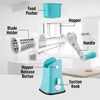 image:imageZulay Kitchen Rotary Cheese Grater 5 Blade Cheese Shredder  Manual Hand Crank Cheese Grater With Reinforced Suction amp 5 Interchangeable Drums  Easy to Use Vegetable Chopper Round Mandoline SlicerWhite and Light Blue