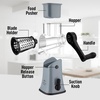 image:imageZulay Kitchen Rotary Cheese Grater 5 Blade Cheese Shredder  Manual Hand Crank Cheese Grater With Reinforced Suction amp 5 Interchangeable Drums  Easy to Use Vegetable Chopper Round Mandoline SlicerGray and Black