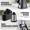 image:imageZulay Kitchen Rotary Cheese Grater 5 Blade Cheese Shredder  Manual Hand Crank Cheese Grater With Reinforced Suction amp 5 Interchangeable Drums  Easy to Use Vegetable Chopper Round Mandoline SlicerBlack