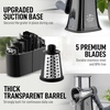 image:imageZulay Kitchen Rotary Cheese Grater 5 Blade Cheese Shredder  Manual Hand Crank Cheese Grater With Reinforced Suction amp 5 Interchangeable Drums  Easy to Use Vegetable Chopper Round Mandoline SlicerBlack Gray