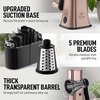 image:imageZulay Kitchen Rotary Cheese Grater 5 Blade Cheese Shredder  Manual Hand Crank Cheese Grater With Reinforced Suction amp 5 Interchangeable Drums  Easy to Use Vegetable Chopper Round Mandoline SlicerRose Gold  Black