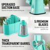 image:imageZulay Kitchen Rotary Cheese Grater 5 Blade Cheese Shredder  Manual Hand Crank Cheese Grater With Reinforced Suction amp 5 Interchangeable Drums  Easy to Use Vegetable Chopper Round Mandoline SlicerTeal