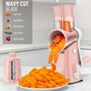 image:imageZulay Kitchen Rotary Cheese Grater 5 Blade Cheese Shredder  Manual Hand Crank Cheese Grater With Reinforced Suction amp 5 Interchangeable Drums  Easy to Use Vegetable Chopper Round Mandoline SlicerPeach  White