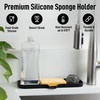 image:imageZulay Kitchen Small Silicone Sponge Holder 49x33  SpaceSaving Sink Organizer Tray for Sponge Soap Brush amp More  Compact NonSlip Dish for Kitchen amp Bathroom BlackBlack Large