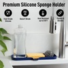 image:imageZulay Kitchen Small Silicone Sponge Holder 49x33  SpaceSaving Sink Organizer Tray for Sponge Soap Brush amp More  Compact NonSlip Dish for Kitchen amp Bathroom BlackDark Blue Large