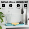 image:imageZulay Kitchen Small Silicone Sponge Holder 49x33  SpaceSaving Sink Organizer Tray for Sponge Soap Brush amp More  Compact NonSlip Dish for Kitchen amp Bathroom BlackAqua Sky Large