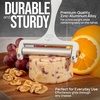 image:imageZulay Kitchen Stainless Steel Wire Cheese Slicer  Adjustable Hand Held Cheese Cutter with 2 Extra Wires  Premium Cheese Shaver For Mozzarella Cheddar Gruyere  Cheese Cutter with Wire WhiteFrosted White