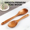 image:imageZulay Kitchen Teak Wood Utensil Set  2 Piece Large Wooden Cooking Spoon and Slotted Turner Handcrafted Natural Teak Wood Kitchen Utensils Durable Nonstick Safe amp Smooth Finish2Piece Large  Small Cooking Spoons