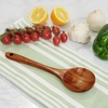 image:imageZulay Kitchen Teak Wood Utensil Set  2 Piece Large Wooden Cooking Spoon and Slotted Turner Handcrafted Natural Teak Wood Kitchen Utensils Durable Nonstick Safe amp Smooth Finish1Piece Small Spoon