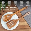 image:imageZulay Kitchen Teak Wood Utensil Set  2 Piece Large Wooden Cooking Spoon and Slotted Turner Handcrafted Natural Teak Wood Kitchen Utensils Durable Nonstick Safe amp Smooth Finish2Piece Spoon  Slotted Turner