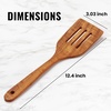 image:imageZulay Kitchen Teak Wood Utensil Set  2 Piece Large Wooden Cooking Spoon and Slotted Turner Handcrafted Natural Teak Wood Kitchen Utensils Durable Nonstick Safe amp Smooth Finish1Piece Slotted Spatula