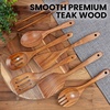 image:imageZulay Kitchen Teak Wood Utensil Set  7 Piece Wooden Cooking Utensils  Slotted Spoon Bowl Scraper Solid amp Slotted Turner Salad Spoon Fork amp Tongs  Durable Nonstick Safe amp Smooth Finish