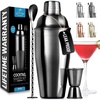 image:imageLarge 24 oz Stainless Steel Cocktail Shaker Set  Mixed Drink Shaker  Martini Shaker Set with Built in Strainer Double Sided Jigger amp Combo Muddler Mixing Spoon  Pro Margarita Shaker  By ZulayBlack