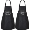 image:imageZulay 2Pack Funny Aprons for Men amp Women  Kitchen Aprons with Adjustable Neck Strap amp 2 Large PocketsHusband  Wife