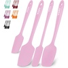image:imageZulay 4pcs Silicone Spatula Set  Heat Resistant Silicone Tools for Cooking Baking amp Mixing  One Piece Design Spatulas for NonStick Cookware  Durable Stainless Steel Core Pink