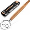image:imageZulay Kitchen 13Inch Danish Dough Whisk  Stainless Steel Wooden Whisk with Dough Hook  Sourdough Whisk for Bread Pizza Pastry Cake Batter amp More  AcaciaAcacia  Double Eye