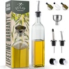image:imageZulay Kitchen 17oz Olive Oil Dispenser Bottle  Glass Oil Cruet with Spout Funnel amp Pourers EasyPour Decanter for Kitchen Cooking and Serving GreenClear