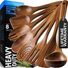 image:imageZulay Kitchen 9Piece Teak Wood Cooking Utensil Set  NonToxic amp NonStick Safe Wooden Spoons amp Kitchen Tools with Comfortable Grip Smooth Finish Natural Teak  Perfect Kitchen Gift Set8