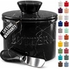image:imageZulay Kitchen Ceramic Butter Dish with Lid For Countertop amp Stainless Steel Knife  Keeps Butter Soft amp Fresh  White Butter Dish with EasyGrip Knob Durable amp Everyday Butter Holder for Home  WhiteCrock  Black Marble