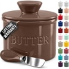 image:imageZulay Kitchen Ceramic Butter Dish with Lid For Countertop amp Stainless Steel Knife  Keeps Butter Soft amp Fresh  White Butter Dish with EasyGrip Knob Durable amp Everyday Butter Holder for Home  WhiteCrock  Coffee